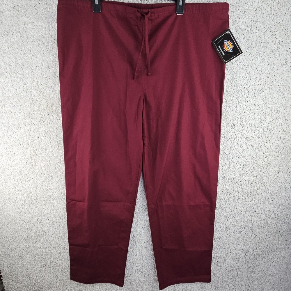 Dickies Scrubs Pants NWT New Unisex Large 43x31 Drawstring 850106 Burgundy‎